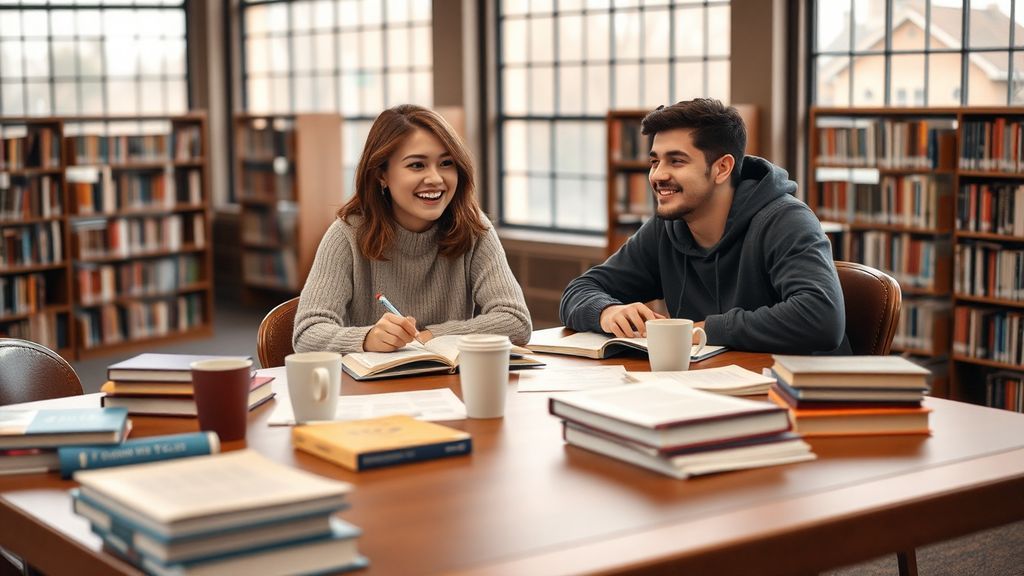 Learn How to Talk About Funny Childhood Memories in English 4 Conversation 2 Friends Studying Together at the Library
